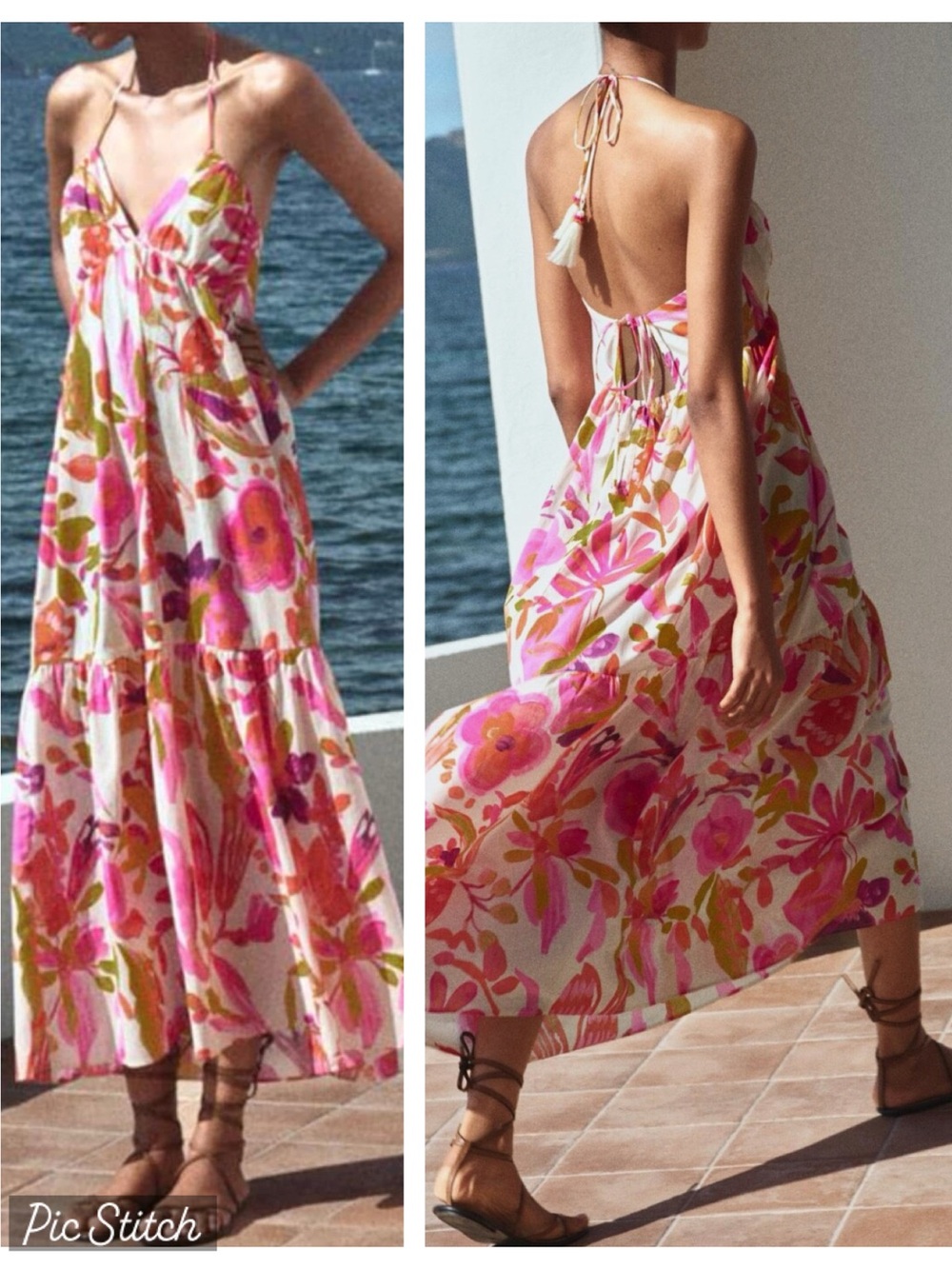 Beautiful Zara Floral Halter Maxi Dress